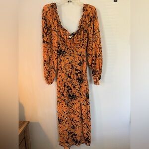 Floral Orange and Black Women's Dress